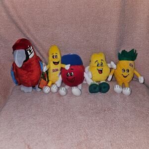 Vintage 1999 Promo Dole Discovery Channel Scarlet Macaw Backpack/4 Fruit Mascots